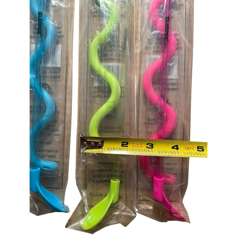 7 ELEVEN 7-11 SET OF 4 SLURPEE STRAWS NEW STRAWS WITH SPOONS And SQUISHY - Picture 4 of 4